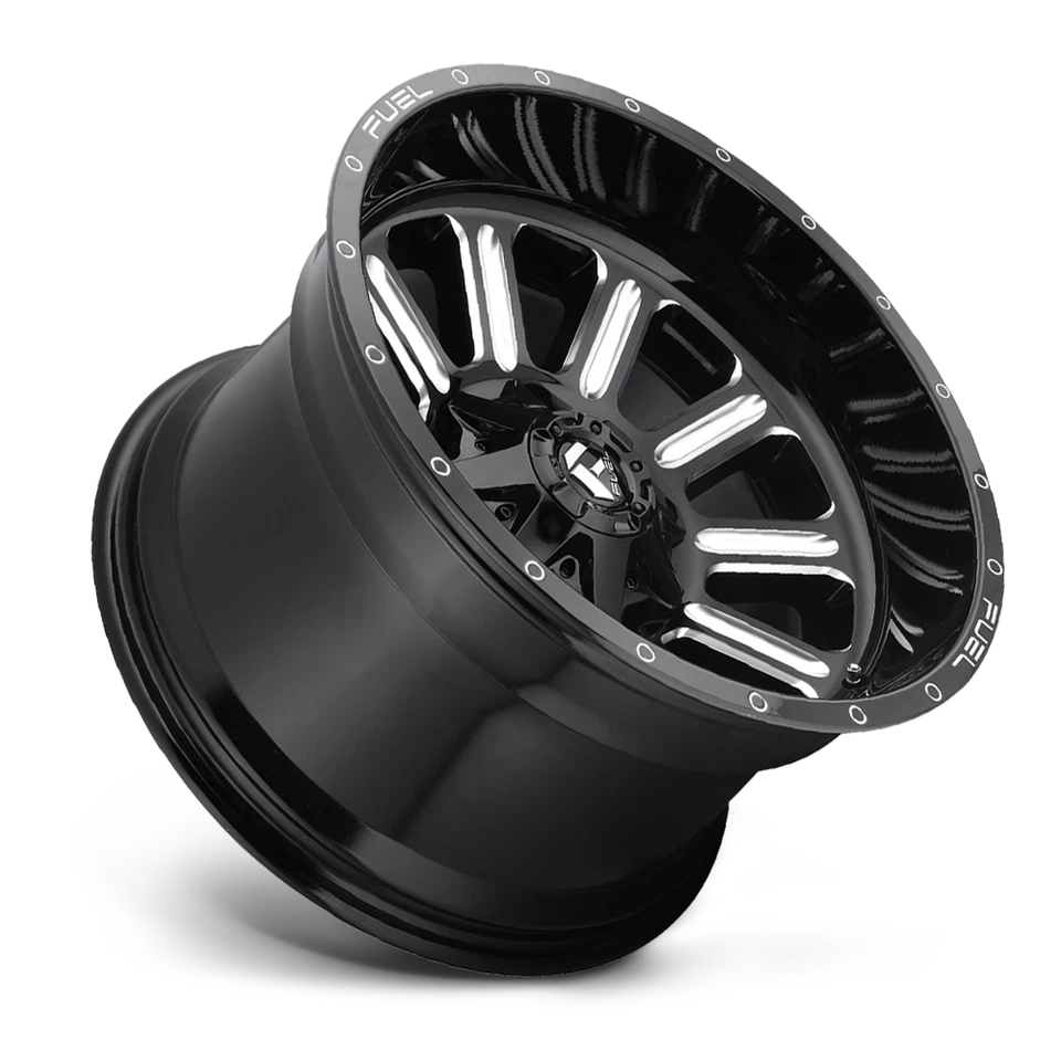 (4) 20x9 Fuel Black & Mill Hardline Wheels 5x139.7 & 5x150 For Ford Jeep GM Foto 2 de 3