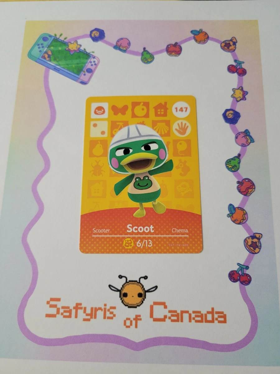 Carta Amiibo Animal Crossing Scoot #147 - Serie 2 Autentica Nintendo (Aperta Ma Mai Usata)