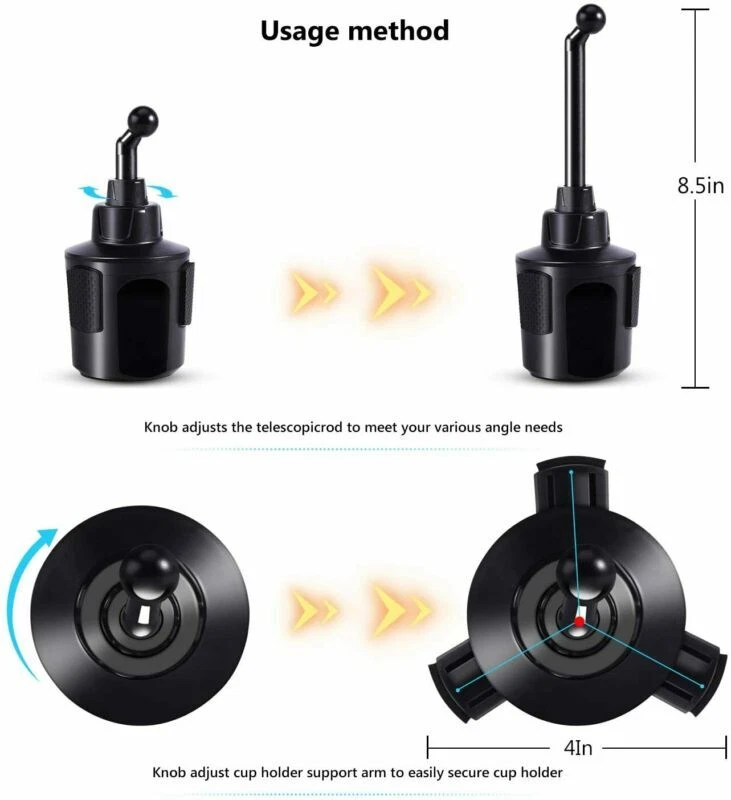 Soporte para taza de coche ajustable 360° soporte universal para teléfono celular Foto 4 de 4