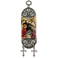 Nativity of Christ Byzantine Tapestry Icon Banner Christmas Decoration Crosses