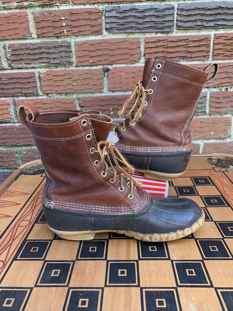 LL Bean Men 10 Bean Boots Leather Rubber Duck Bean USA Made LL Bean Men 10 Bean Boots Leather Rubber Duck Bean USA Made