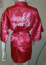 BEACHWAVER CO. 'MAKE WAVES' PINK SATIN KIMONO ROBE SIZE: ONE SIZE FITS MOST NWOT
