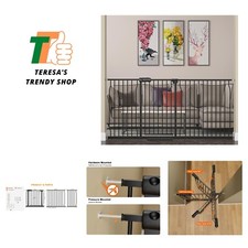 Extra Wide Baby Gate Extra Wide Pet Dog Gates for Stairs Doorways Black Metal...