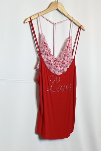 Dreamgirl Love Jersey Chemise Bralette Size Medium Loungewear Two Piece Red Pink - Picture 5 of 10