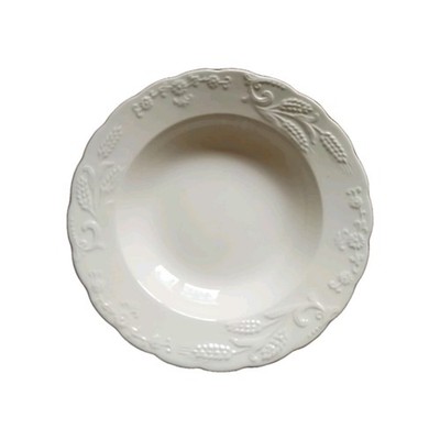 William Adams & Sons Real English Ironstone White Wheat Floral Flat Rim Bowl 