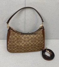  Teri Hobo Bag Signature Canvas Tan/Brown CV940 Outlet NEW