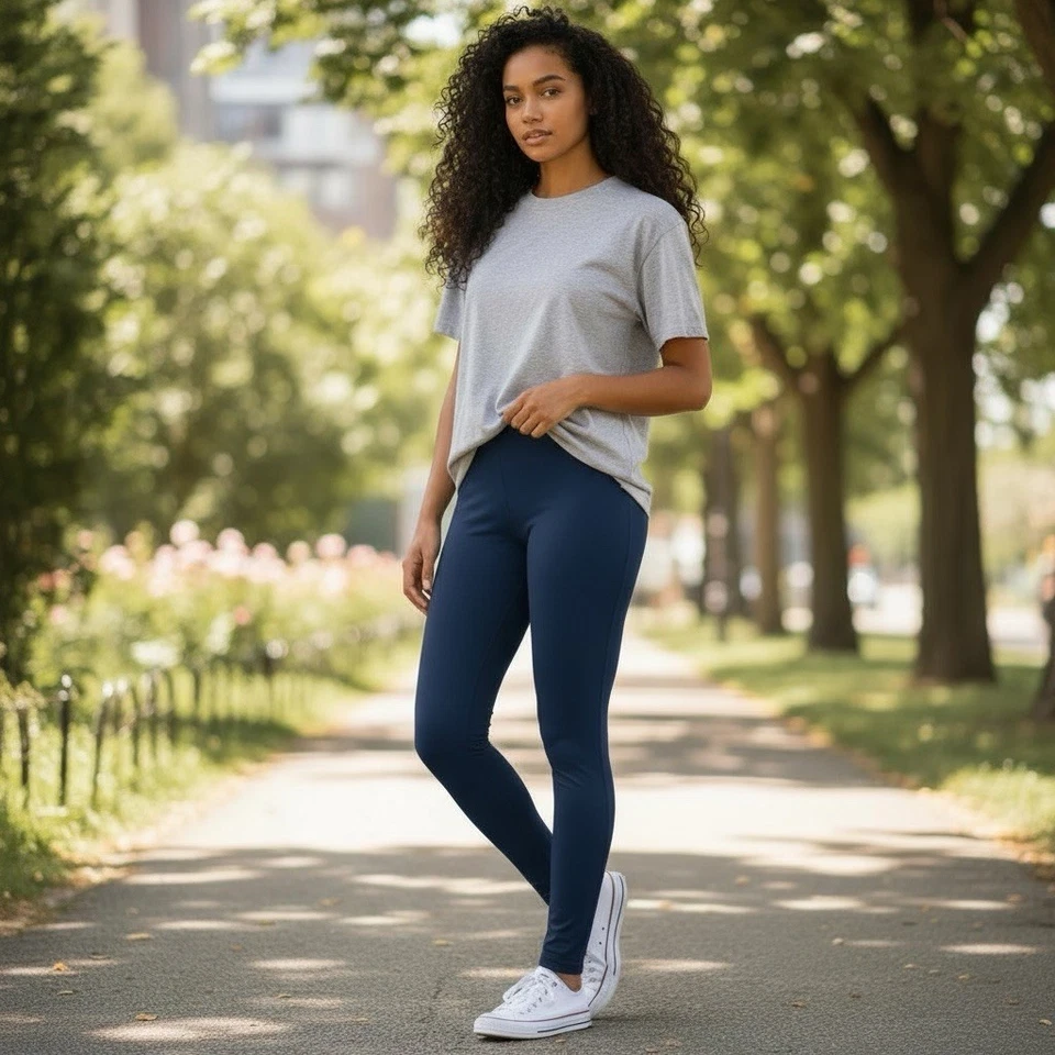 Leggings HUE M Azul Marino Clásicos Algodón Spandex R $44 Foto 3 de 4