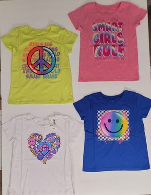 Children's Place 4pk Girl Power Size 4 Graphic Tees Short Sleeve T-shirts NWT