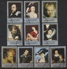 Yemen Set of 10 Rubens Famous Paintings different Stamps CTO Cancelled