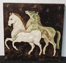 Cassetta Vietri – Mattonella in ceramica vietrese – Cavalli, firmata – anni ‘80