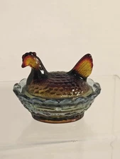 Boyd Glass Rubina Verde Mini Hen On Nest Salt Dip
