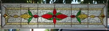 Stained Glass Transom window HANGING PANEL 32 X 8 1/2 incl hooks