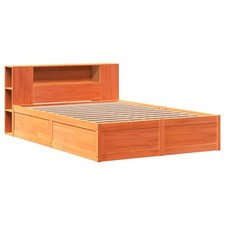 Bed Frame without Mattress Wax Brown 140x190 cm Solid Wood Pine vidaXL