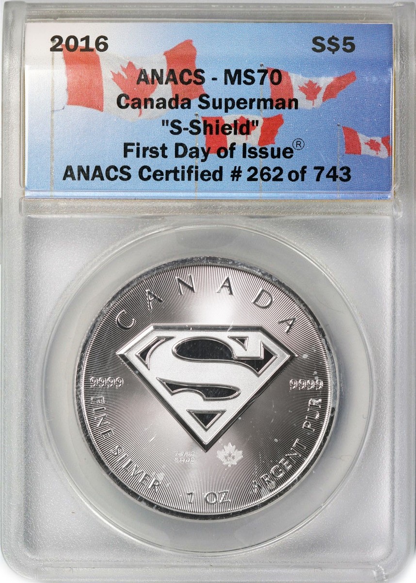 2016 $5 CAD Canadian Superman 1 oz .9999 Fine Silver Maple Leaf