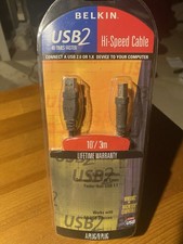 Belkin USB 2.0 F3U133-10 USB2 Hi-Speed Cable 10ft 3 meters USB A/B Plug PC/Mac