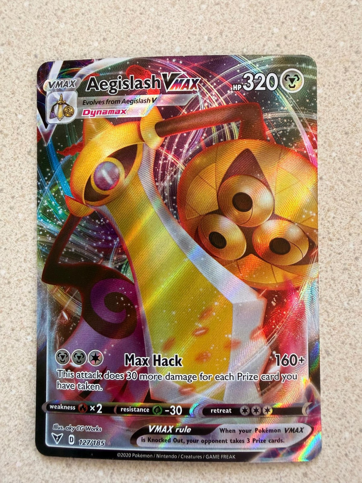 Aegislash VMAX 127/185 Holo VMAX Rare Vivid Voltage Pokemon Near Mint