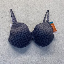 Warner&rsquo;s Underwire Navy Blue and Black Patterned Tee Shirt Bra 01593 Sz 32DD