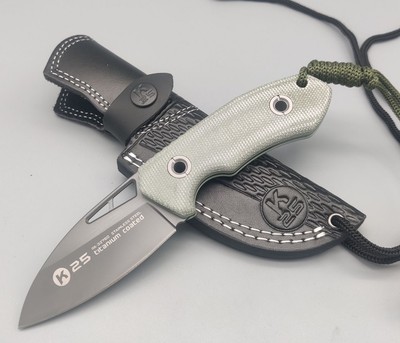 K25 Messer Norris Fahrtenmesser BackUp Knife 7Cr17MoV Stahl Micartagriff Scheide