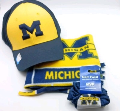 University of Michigan U of M 1 - Hat Cap Back Strap 1 - Hair Twist 1 - Scarf 