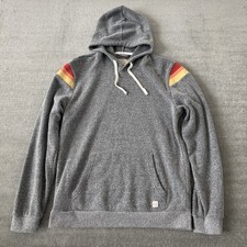 Marine Layer Banks Hoodie Sweatshirt Men M Gray Colorful Stripe Athleisure Beach