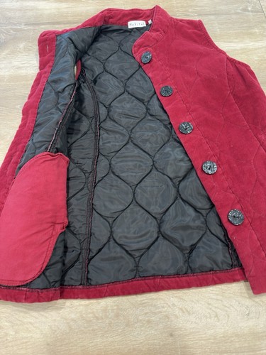 Habitat Quilted Corduroy Vest M Cotton Blend Burgundy Maroon Lagenlook - Picture 2 of 11