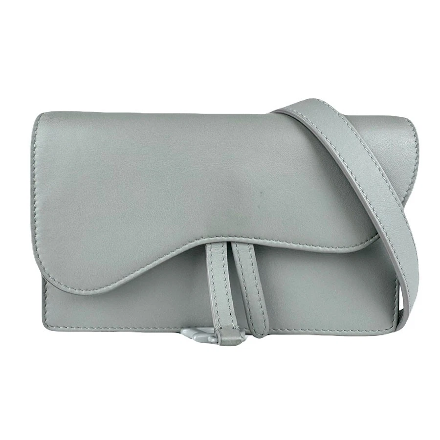 Dior — Auth Christian Dior Waist Bag Belt Bag Gray Leather - z8919