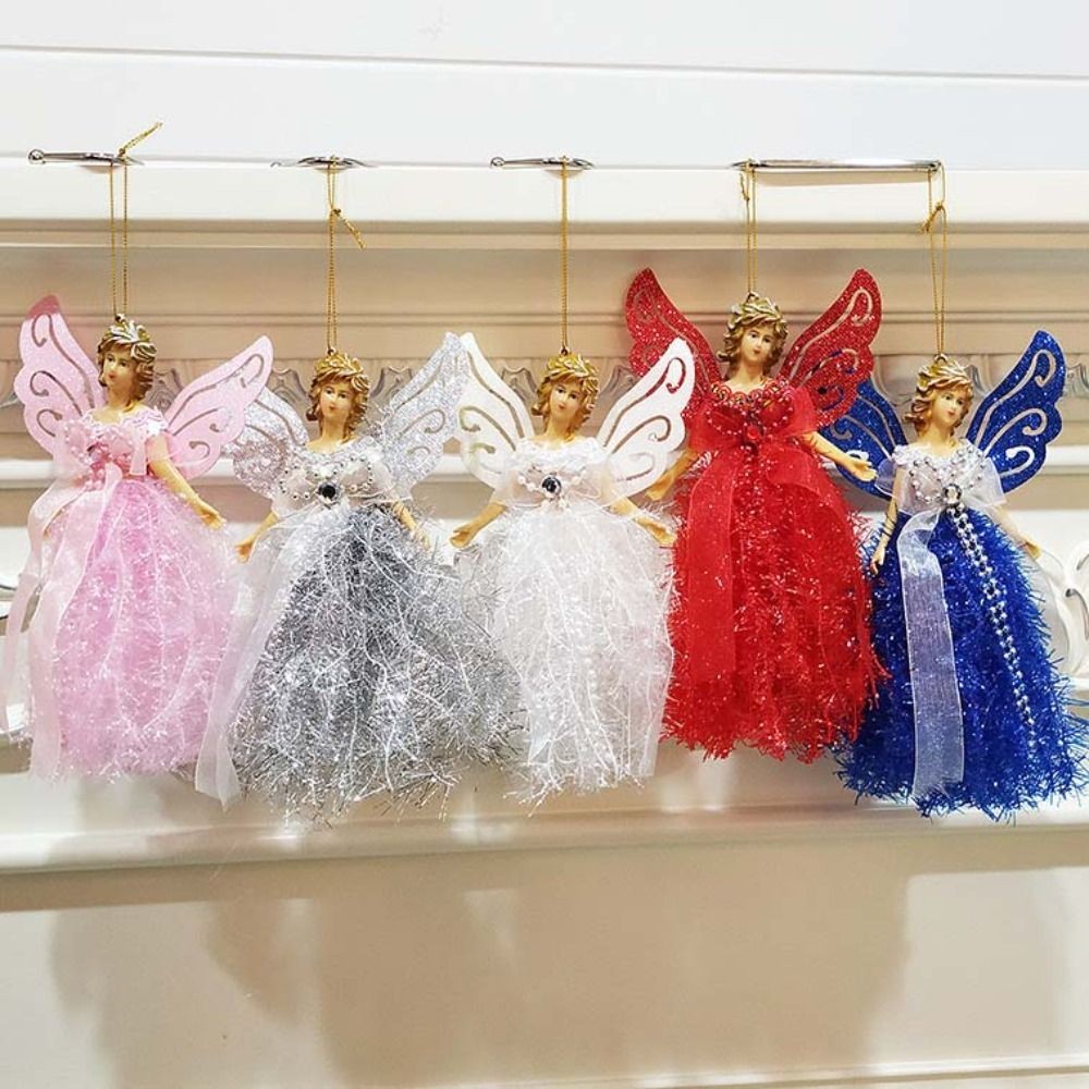 Precioso Vestido Árbol de Navidad Topper Adorno Colgante Ángel Muñeca Navidad