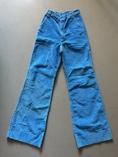 Vintage Blue Velour Male Brand Wide Leg Flare Pants 1970s 70s