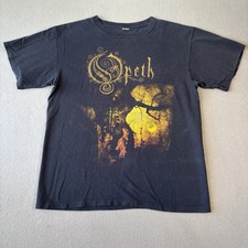 Vintage OPETH Swedish Metal t shirt RING Mens M Black Sweden Rock FADED HOLES!!