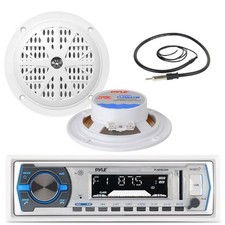 Pyle PLMRB29W Marine Bluetooth USB Receiver  2x 4" 100W White Speakers, Antenna