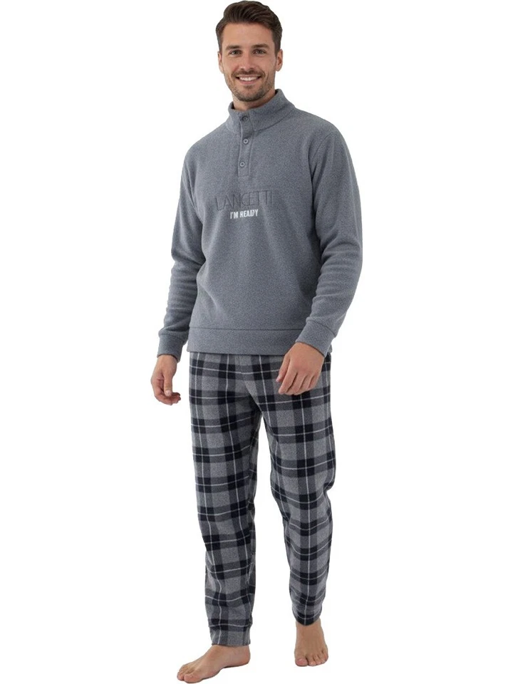 VITERBO BIANCHERIA Pigiama Uomo Invernale Morbido Pile Caldo ed Elegante LMW00322 Made in Italy