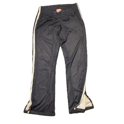 DEB Women's Black Mesh Track Pants Side Stripe Snap Closure L