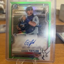 2021 Bowman Chrome Carson Taylor Green Auto /99 1st Los Angeles Dodgers RC
