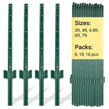 Fence Posts 3Feet-10Pack, Heavy Duty Metal Post with U-Channel, Steel U-Post