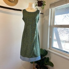 90s Cherokee Cottage Cotton Green  Blue Floral Print Dress Size Small NEW