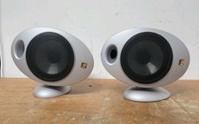 Pair of KEF HTS2001 Uni-Q Egg Satellite Speakers x2 Silver 8Ohms 10-100 Watt W