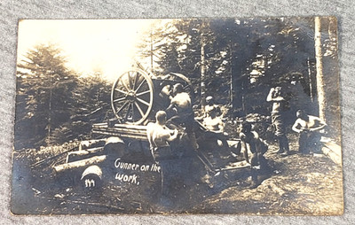 WW1 Allied U.S. British Gunner On The Work Artillery Real Photo Postcard