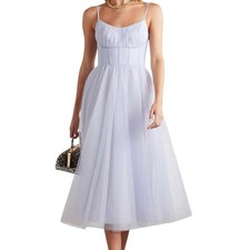 Zimmermann Light Blue Tulle Midi Dress Size AU 4 / US 12