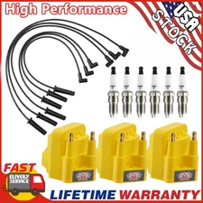 Ignition Coil DR39 + Spark Plug + Wires Set For Buick Lucerne LeSabre Regal 3.8L