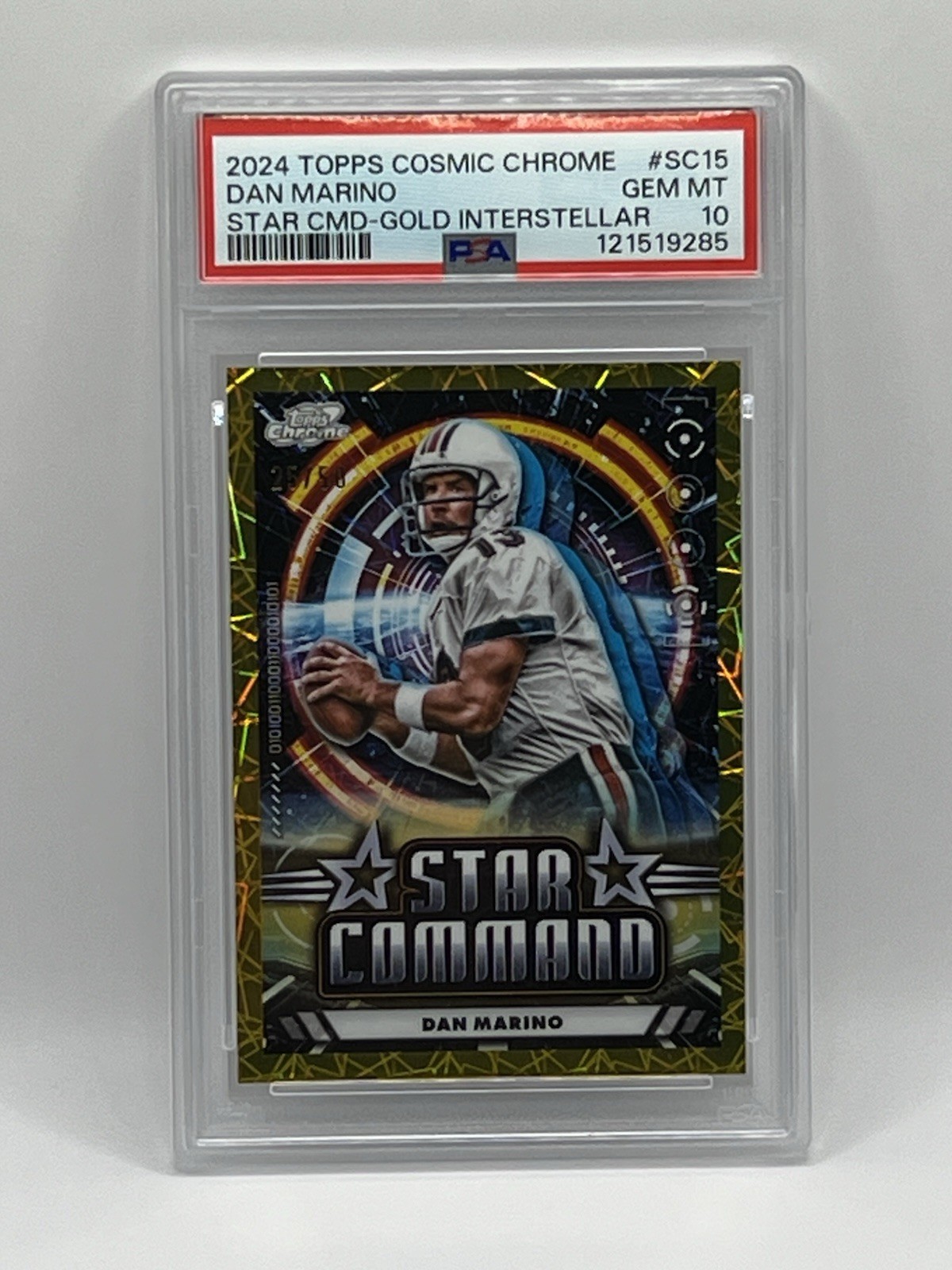 2024 TOPPS COSMIC CHROME STAR COMMAND GOLD INTERSTELLAR DAN MARINO 25/50 PSA 10 view 2