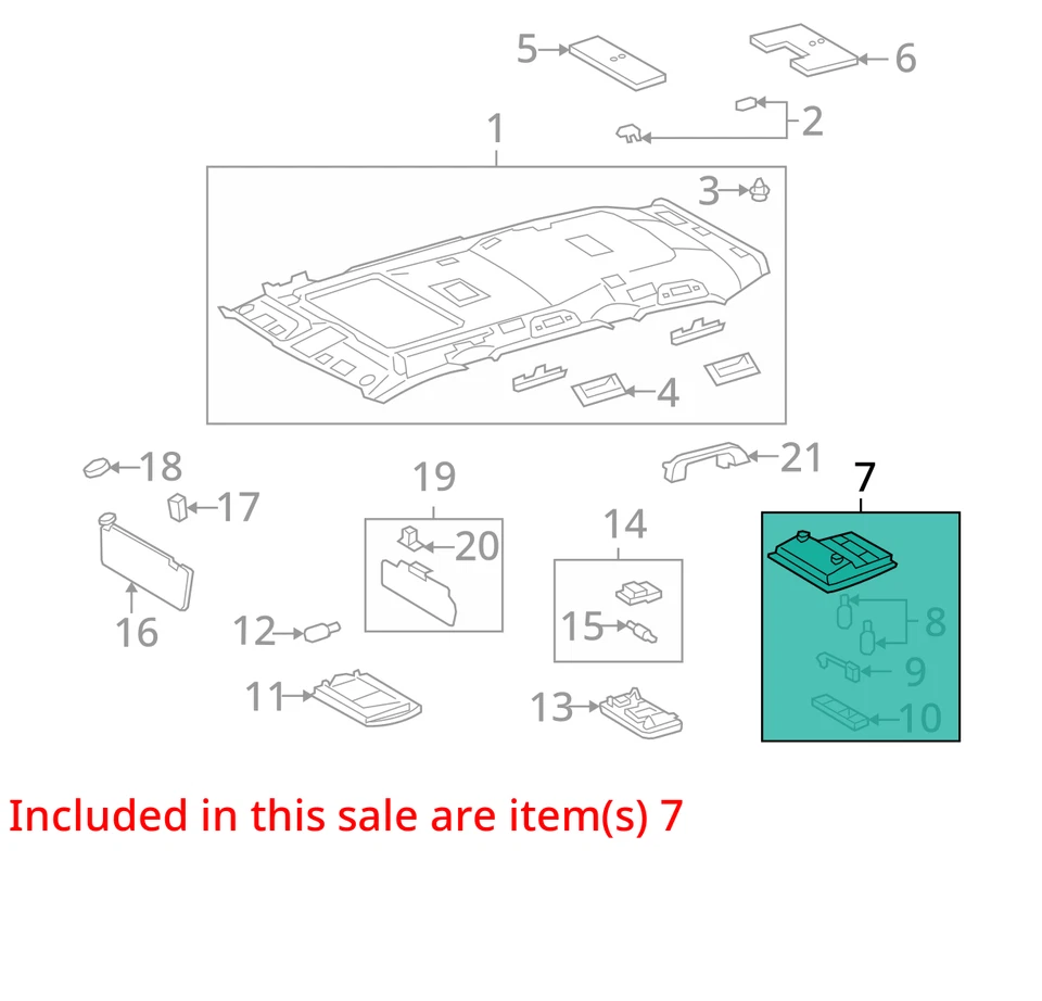 Interruptor de consola frontal Lexus LX570 2008-2010 luz domo con almacenamiento OEM usado Foto 3 de 4