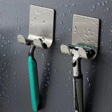 Bathroom Stainless Steel Razor Holder Punch Free Wall Mounted Shaver Storage Rac