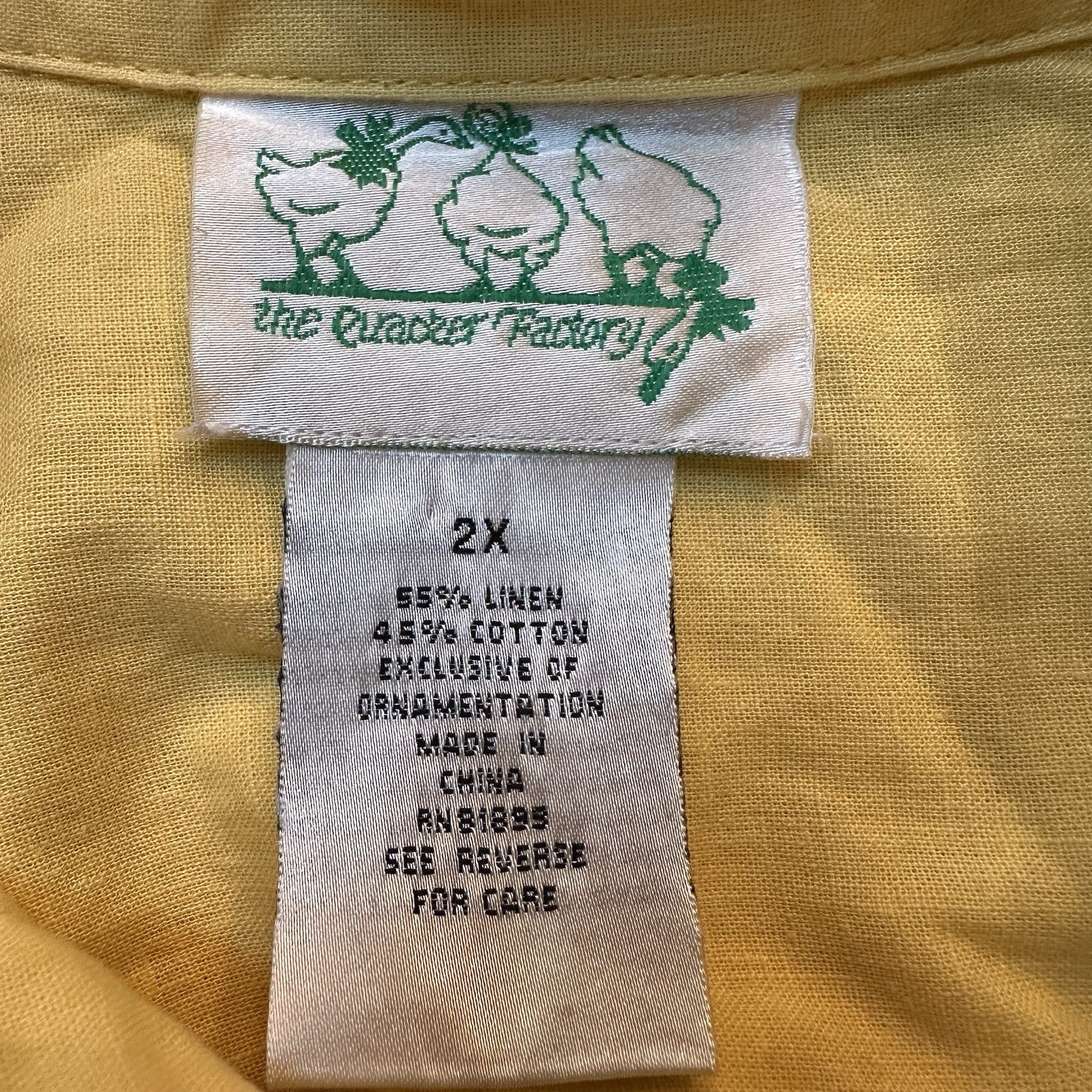 Quacker Factory Button Down Blouse Yellow Butterf… - image 5