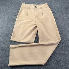 Princess Polly Tan Pinstripe High Waisted Straight Leg Trousers Size US 2 UK 6