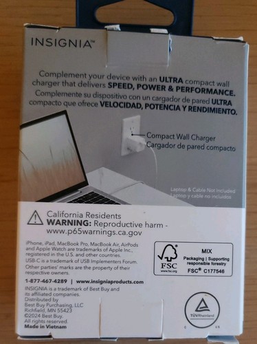 Insignia- 65W USB-C Wall Charger for MacBook Pro, iPad, iPhone, Apple Watch... - Picture 3 of 5