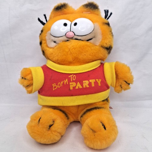 Garfield 1981 Born to Party Shirt Small Plush Stuffed Toy Animal Vintage Dakin