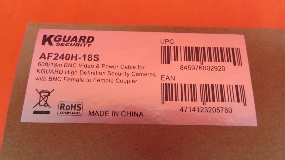 Kguard Security AF240H-18S 60FT BNC Video And Power Cable For Security 6839 - Image 2 of 4