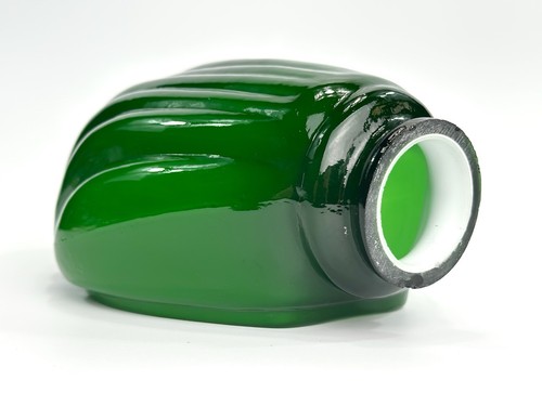 Vintage Emerald Green Shell Pattern Cased Glass Lamp Shade Art Deco 2.25” Fitter - Picture 15 of 20