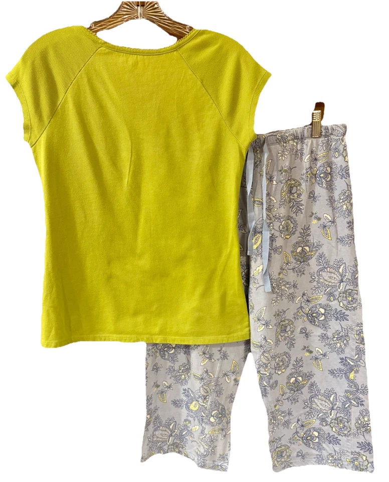 JOCKEY Juego de Dormir Pijama Verde y Azul Floral Mezcla de Algodón Longitud Capri - Pequeño Foto 2 de 4