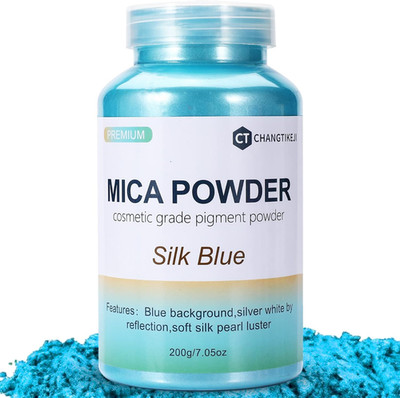 Mica Powder 7.05oz - Silk Blue Mica Powder Pigment for Epoxy Resin, Paint, Gloss